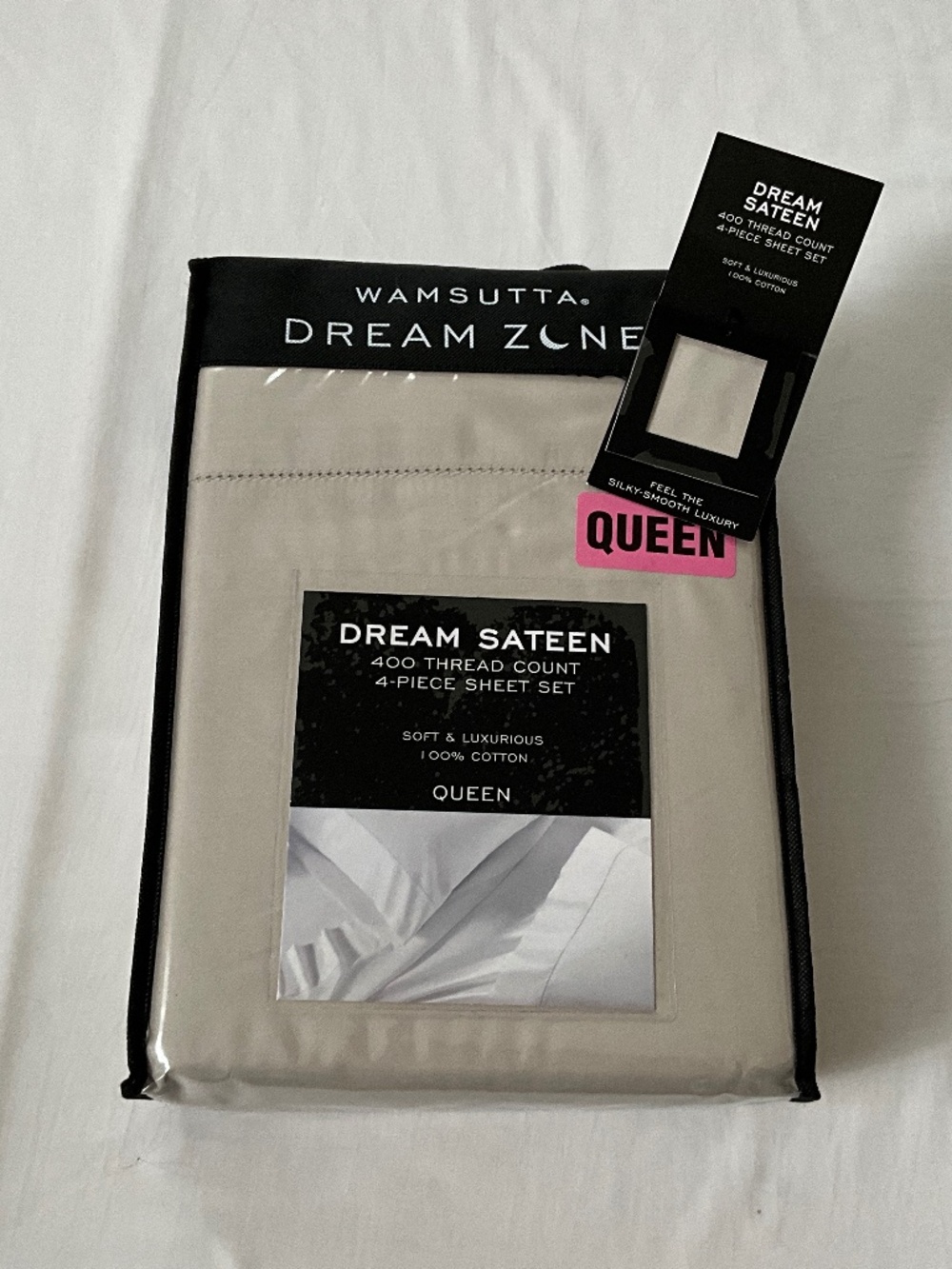 NWT WAMSUTTA Dream Zone 400TC Sateen Queen Sheet Set Gray